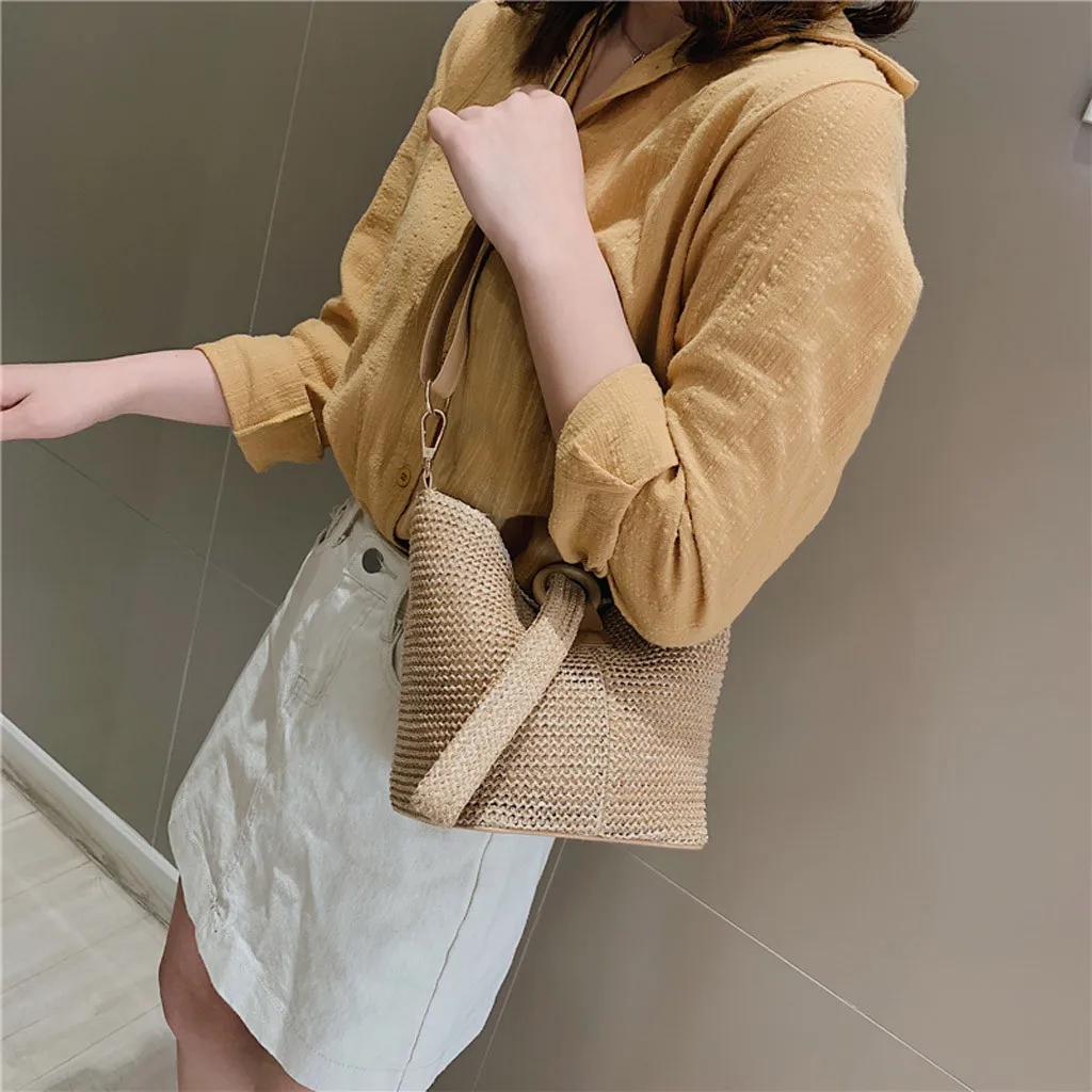 

Модные женские плетеные однотонные сумки-мессенджеры, сумка на плечо, женская летняя соломенная сумка через плечо, новинка 2019