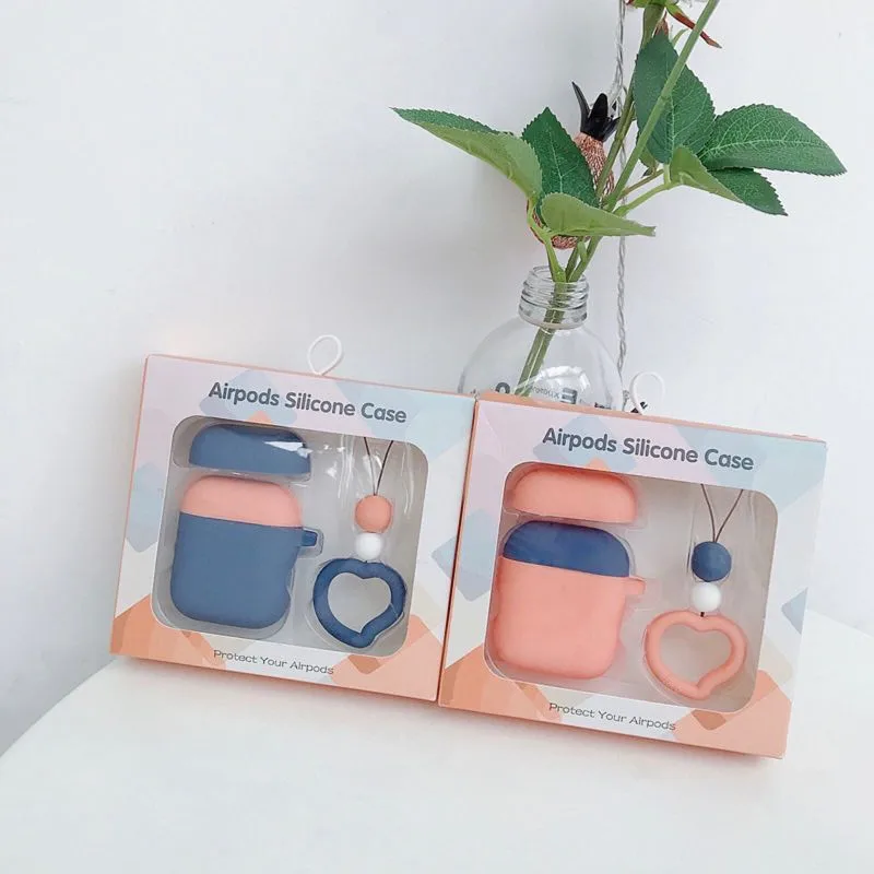 3D наушники чехол для Airpods чехол силиконовый 2-х цветный Kawaii чехол для MacBook Air стручки Apple IPhone х чехол для Earpods брелок для ключей