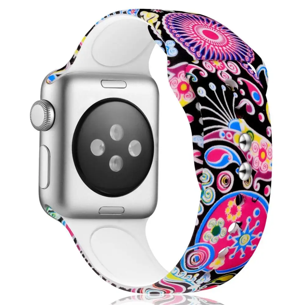 Apple Watch Band 42 мм 44 Медузы Мягкие силиконовые с рисунком Браслет замена ремешок для