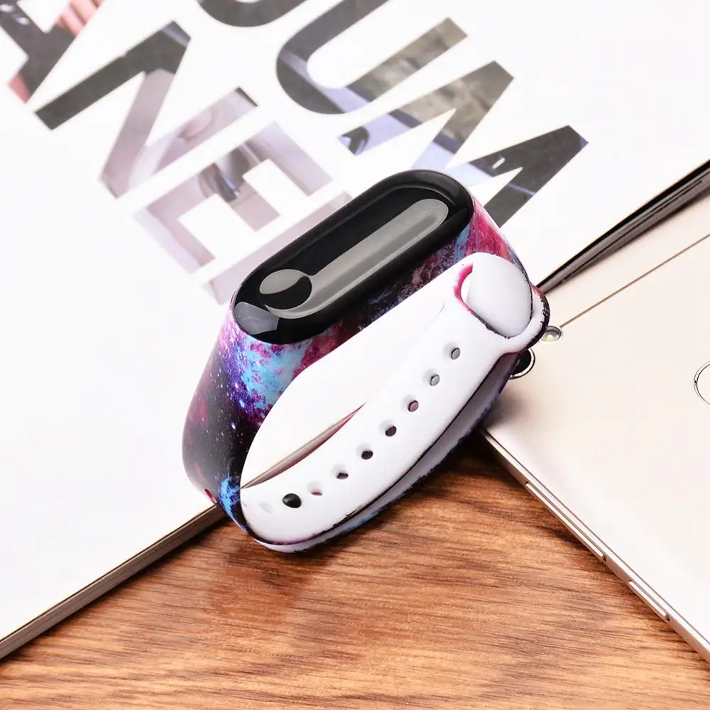 Для mi band 3 4 ремешок с принтом силиконовый ремешок на запястье для xiaomi mi band 3 Replacemet Камуфляжный браслет для mi band 3 браслет
