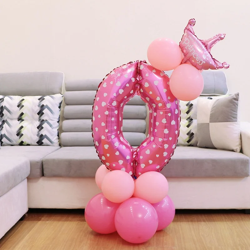 pink 0 С днем рождения, розовое золото, воздушный шар для колонны, мои первые вечерние украшения, для детей, для маленьких мальчиков и девочек, для взрослых, единорог, гирлянда, 2, 3, 4, поставки - Цвет: pink 0