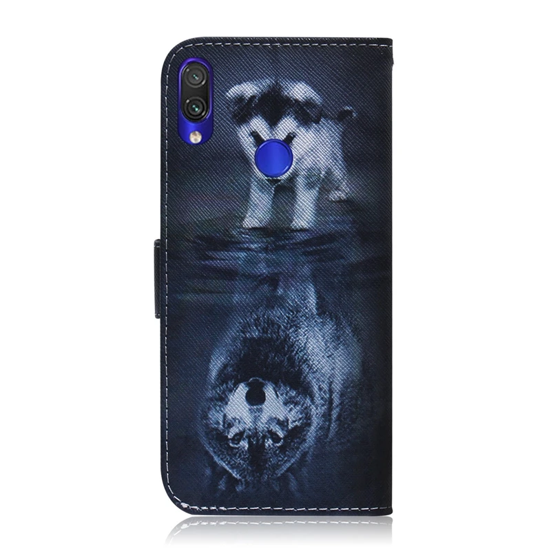 Чехол для Xiaomi Redmi Note 7 Магнитный чехол-книжка из ПУ кожи с волком и пандой Xiomi Pro