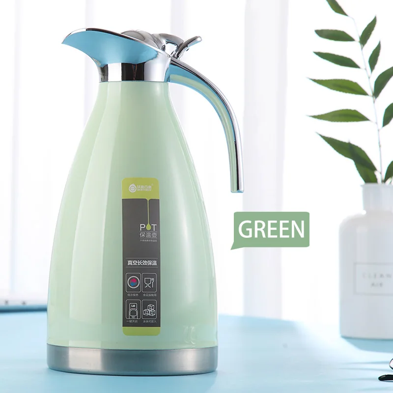Green WORTHBUY Thermal Water Kettle Vacuum Insulation Thermos For Water Tea 304 Stainless Steel Thermal Jug Pot Kitchen Drinkware - Цвет: Green