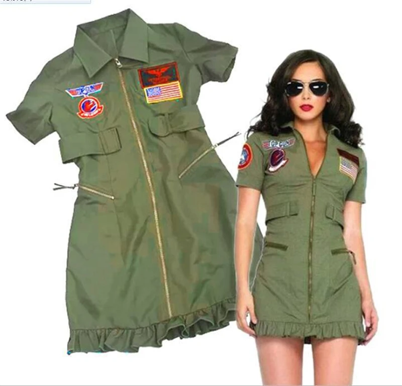 

Sexy Female Soldier Exotic Outfit Army Girl Mini Dress