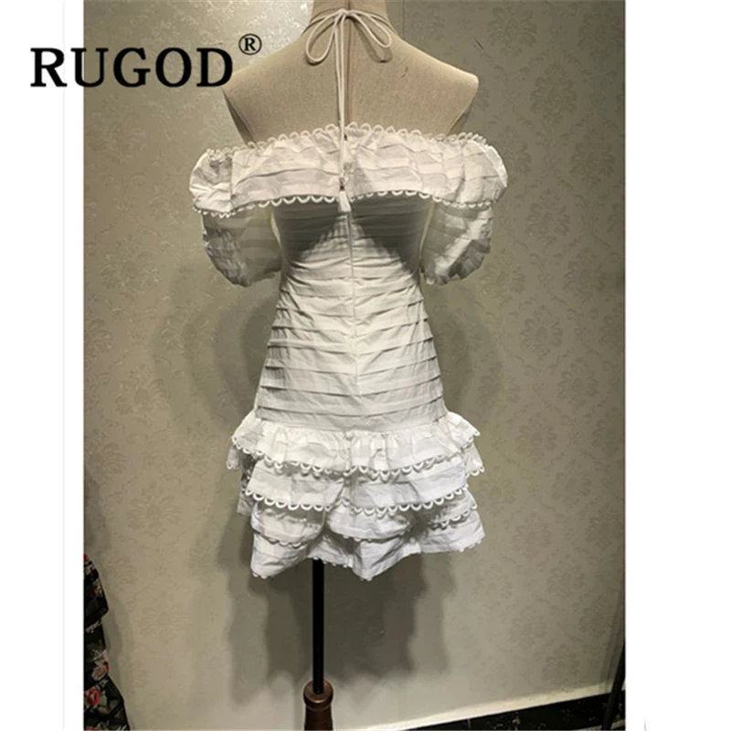 Женское вечернее платье RUGOD белое элегантное мини с пышными рукавами летнее