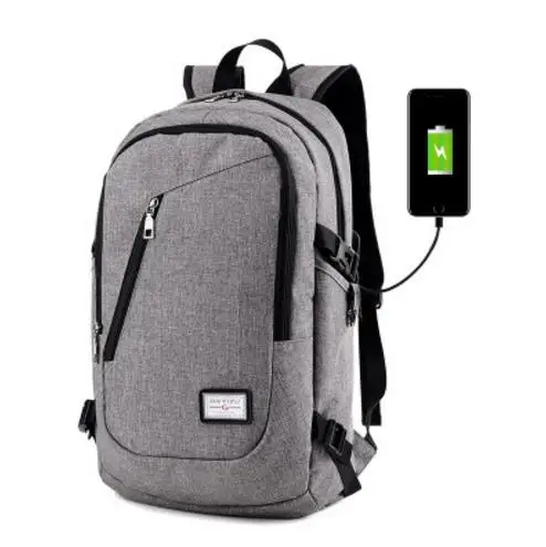 Gray Рюкзак для ноутбука с usb зарядкой, школьная сумка, сумка для взрослых, Студенческая сумка, деловой рюкзак, мужской унисекс Водонепроницаемый рюкзак для путешествий - Цвет: Gray