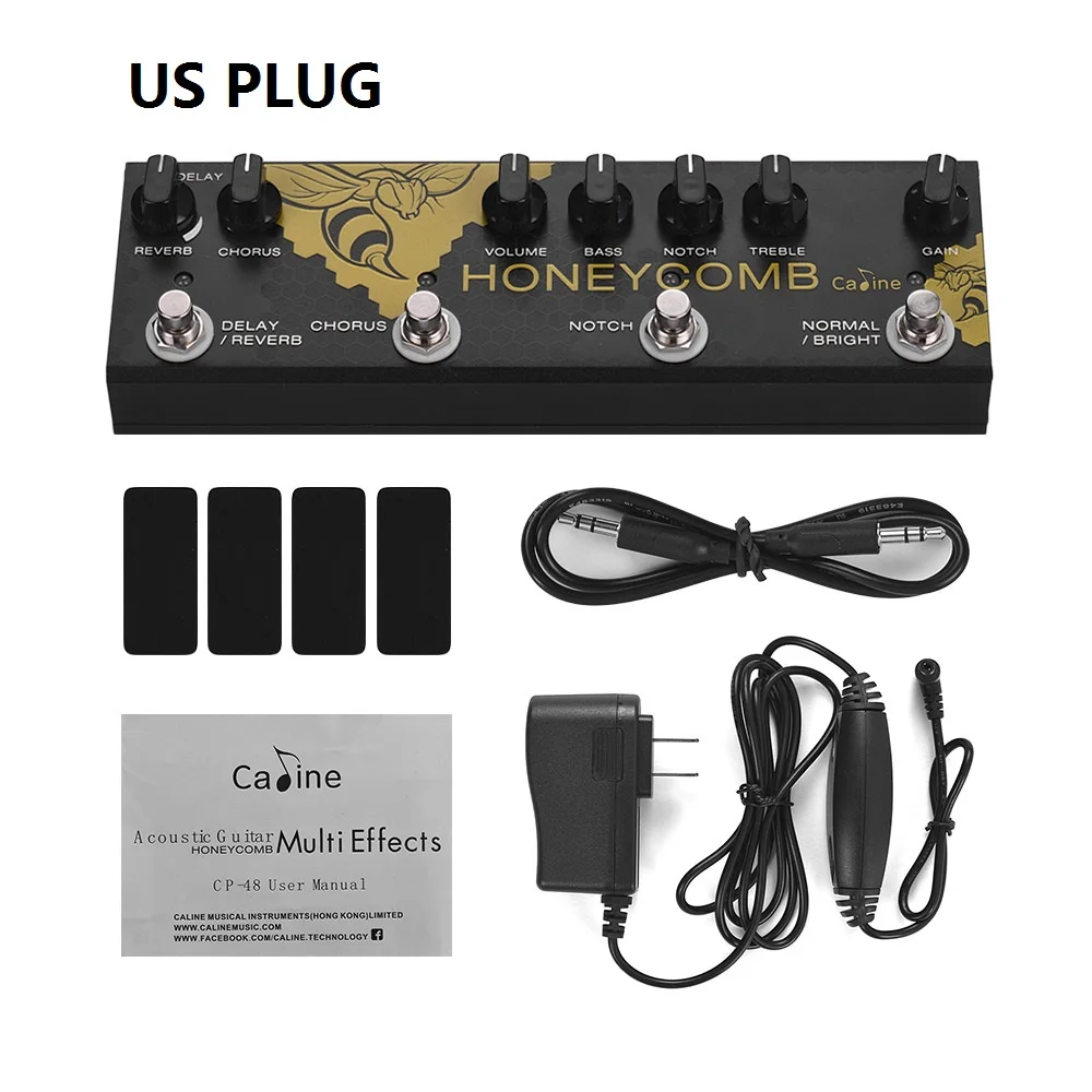 US PLUG Caline CP-48, медовая расческа, акустическая педаль для гитары, мульти-эффекты, педаль для гитары, задержка хора - Цвет: US PLUG