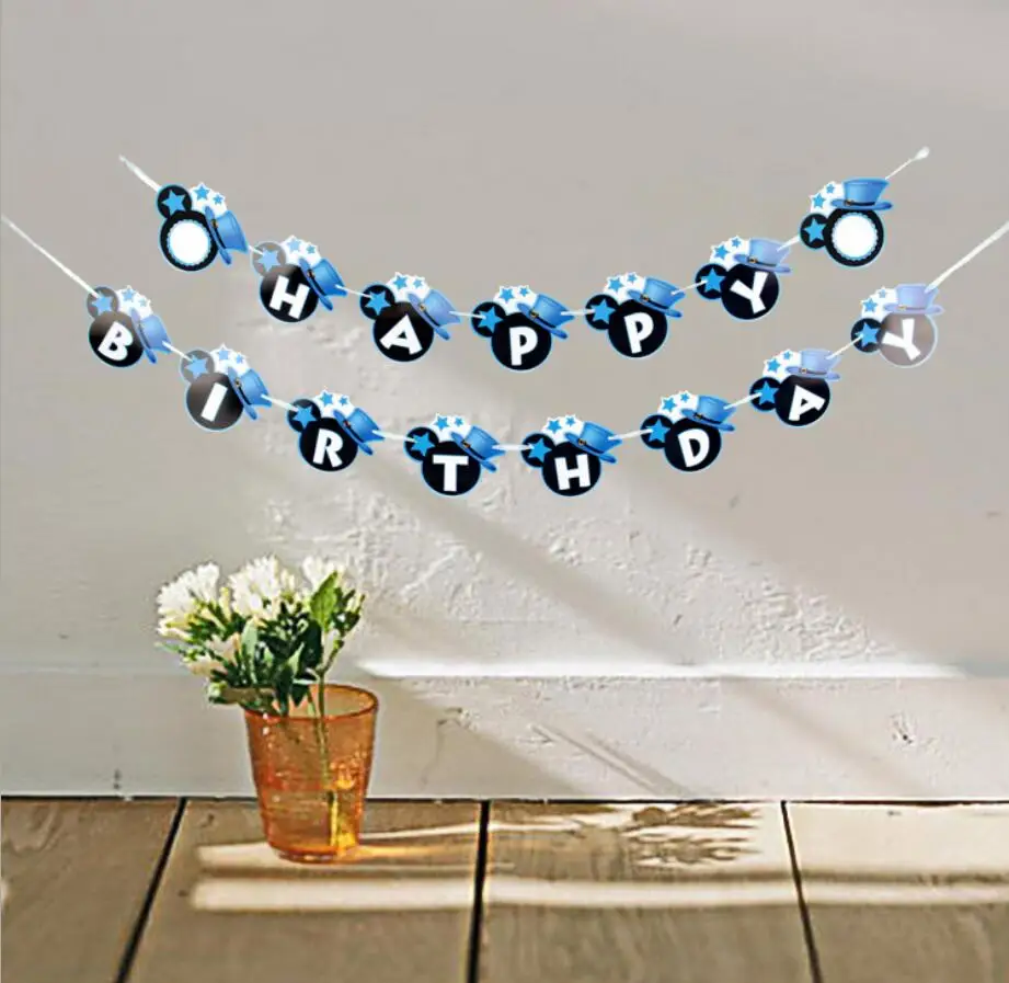 

8Season Happy Birthday Banner Mouse 1st Birthday Confetti Balloons Paper Bunting Garland Banners Birthday Party Decorations