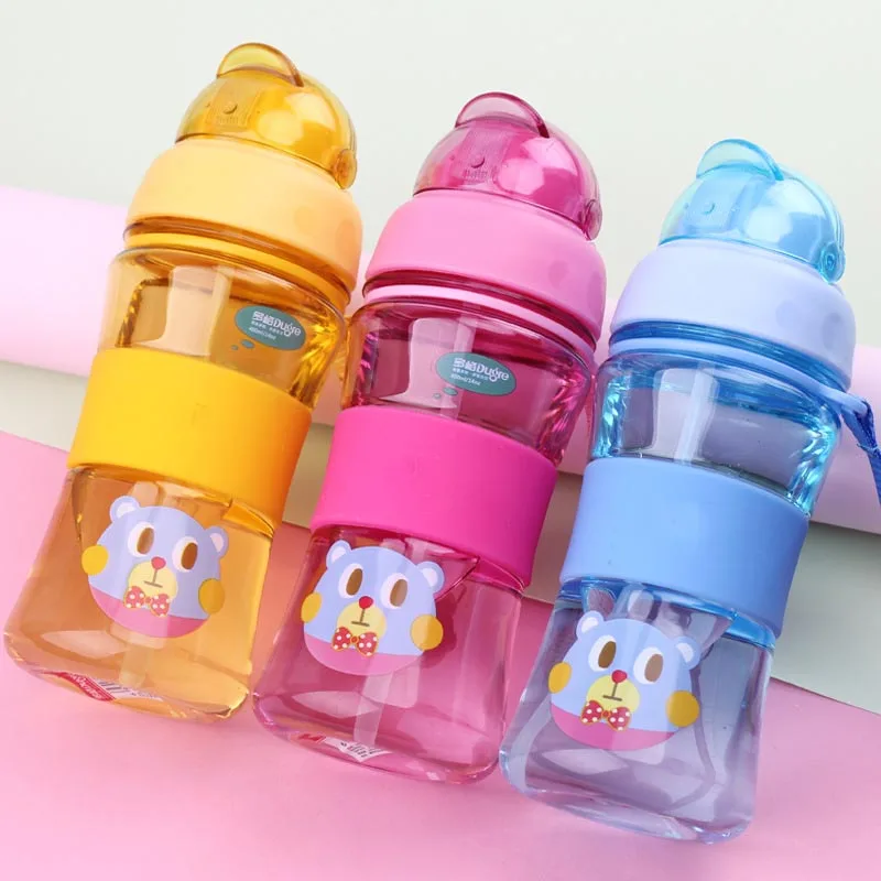 450 мл детская бутылка для воды BPA бесплатно Портативный тритановый пластиковый спортивный шейкер бутылки с соломинками для школы дети ребенок