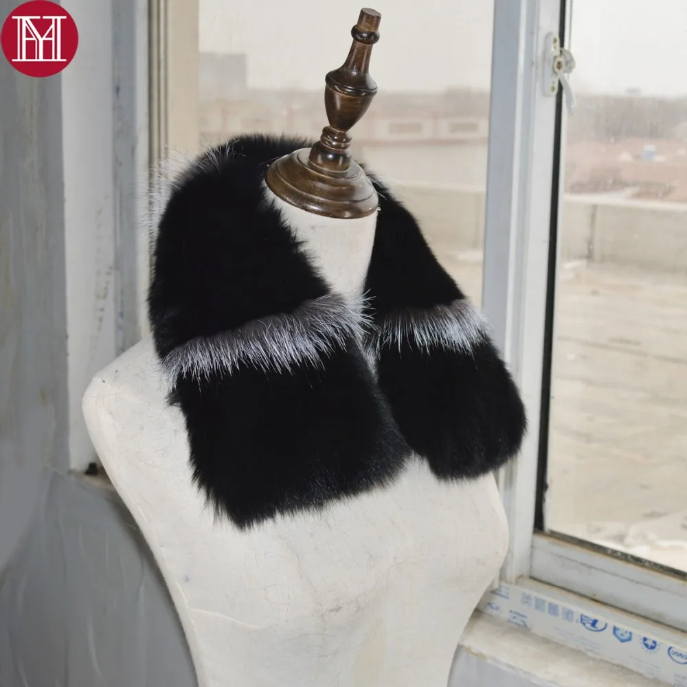 Женский меховой шарф зимний теплый мягкий с воротником из натурального Лисьего
