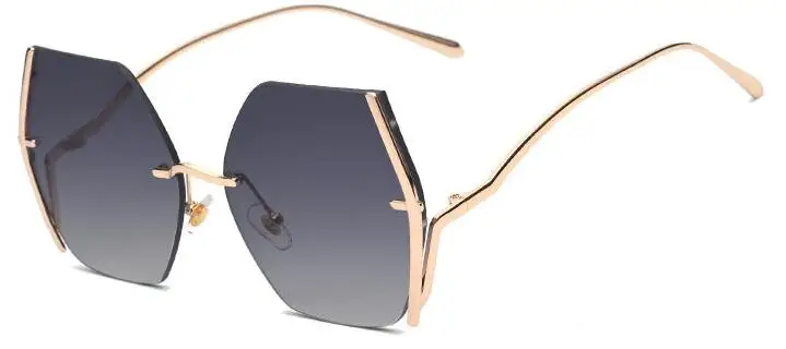 C2 gradient gray Известный бренд, модные безрамные негабаритные солнцезащитные очки, дизайнерские женские металлические большие тени, коричневые градиентные солнцезащитные очки UV400O culos - Цвет линз: C2 gradient gray