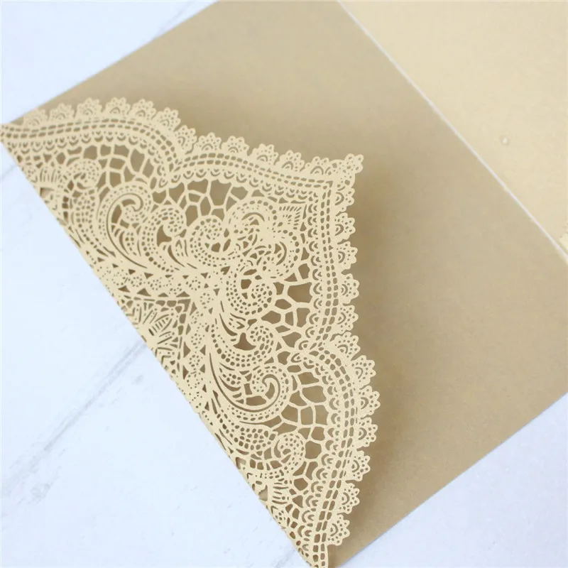 Приглашения лазерная резка свадебные брачные карты золотой белый цвет слоновой