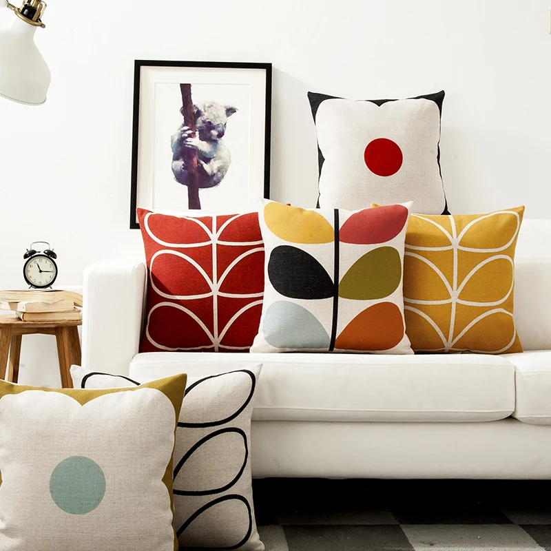 

Modern Geometric Flower Pillow Cover Solid Yellow Red Floral Petals Cushion Home Decorative Sofa Pillowcase