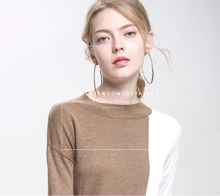 

Fashion brand Autumn and winter wool knit hollow cut hit color sweater +split hollow cut knit pants two-piece sets wq65 dropship