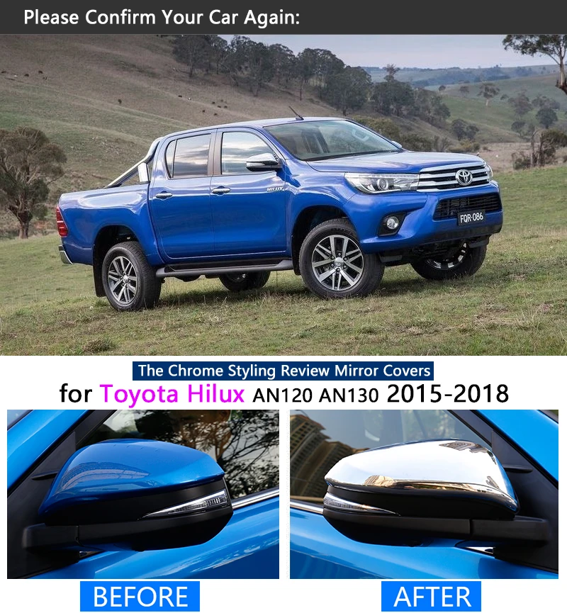 Для Toyota Hilux 2015 2018 хромированная крышка зеркала заднего вида комплект отделки 2 шт.