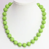 hot high grade green baking paint glass round beads 81012mm elegant necklace factory price fashion fine jewelry 18inch b1468