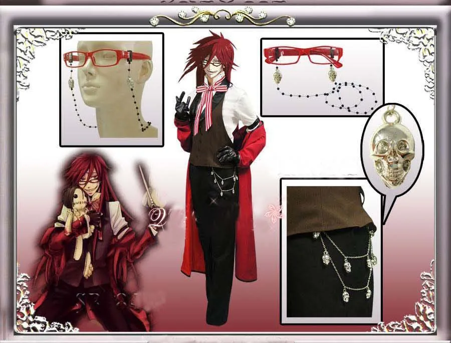 Черный Дворецкий красный Grell Sutcliff Косплей костюмы по индивидуальному заказу все