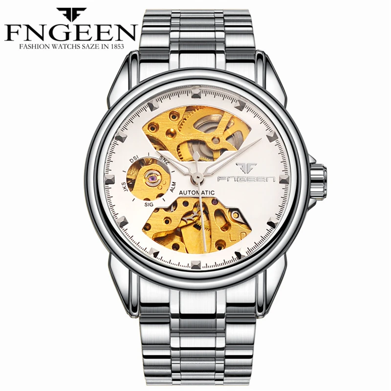 Часы наручные мужские автоматические, брендовые роскошные золотистые механические водонепроницаемые от AliExpress WW