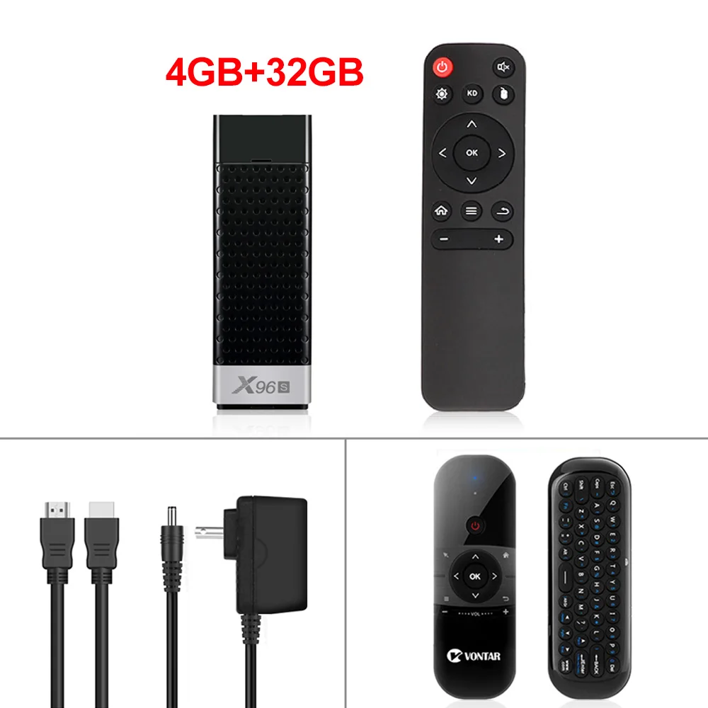 VONTAR X96S 4K tv Stick Android 9,0 4 ГБ 32 ГБ четырехъядерный процессор Amlogic S905Y2 Wifi BT 1080P H.265 4K 60pfs tv Dongle 2G 16G - Цвет: 4G 32G 057 air mouse