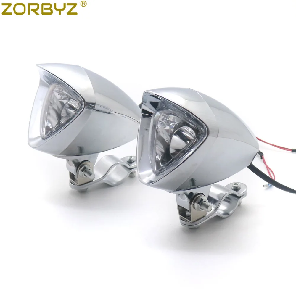 ZORBYZ мотоциклетный Хромированный Светодиодный светильник для вождения в форме пули, проходящего по свету, противотуманный светильник с рулонной клеткой