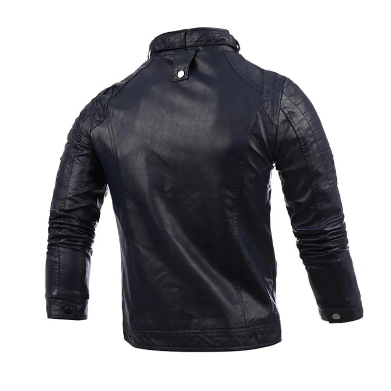 

Autumn Winter PU leather jackets men casual slim washing locomotive leather jackets men coats