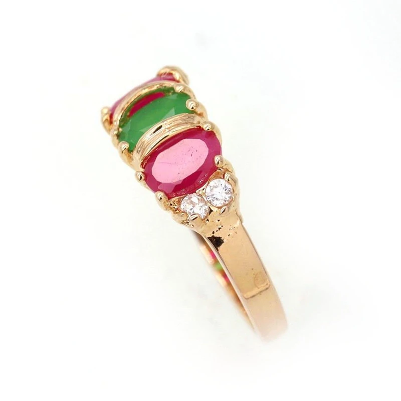 Женское кольцо с фианитом GZJY обручальное цвета шампанского золотого зеленым и