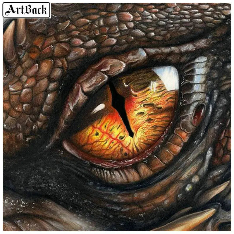 ARTBACK 5d алмазная роспись дракона глаза полностью круглые животные Алмазная