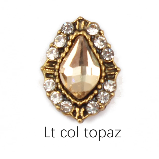Lt col topaz 10 шт./лот смешанные цвета груша сплава Гвозди Шарм Кристалл алмазы СТРАЗА под камень дизайн ногтей Декор ювелирные изделия аксессуары Стразы - Цвет: Lt col topaz