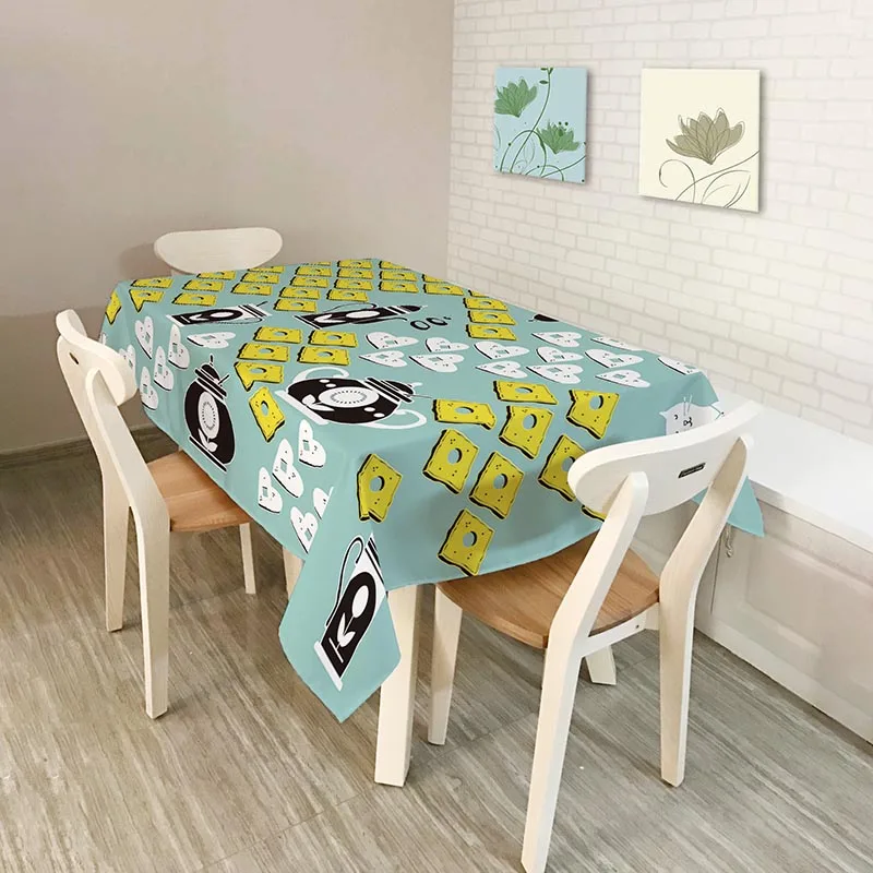 Водостойкие прямоугольные скатерть decorUhome из полиэстера с рисунком в виде рыбы