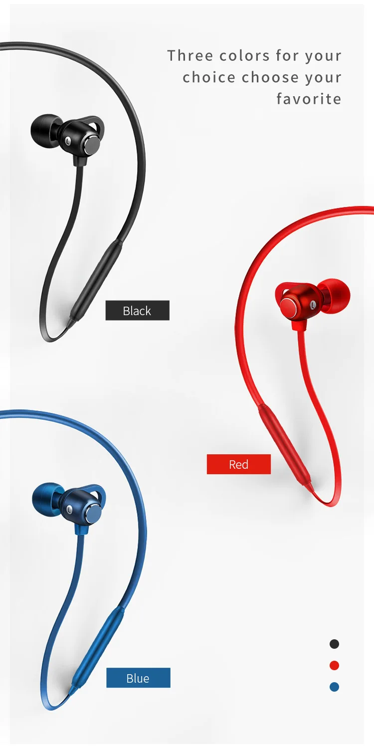 Беспроводные bluetooth наушники с шейным ободком, Новые водонепроницаемые наушники с шумоподавлением, двойная батарея, супер бас, спортивные беспроводные наушники