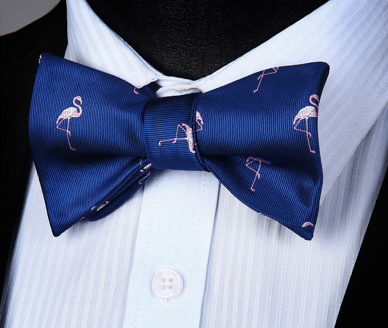Men Woven Self Bow Tie Blue Pink Flamingos Animal Pocket Square Set#BGA09VS handkerchief set | Аксессуары для одежды