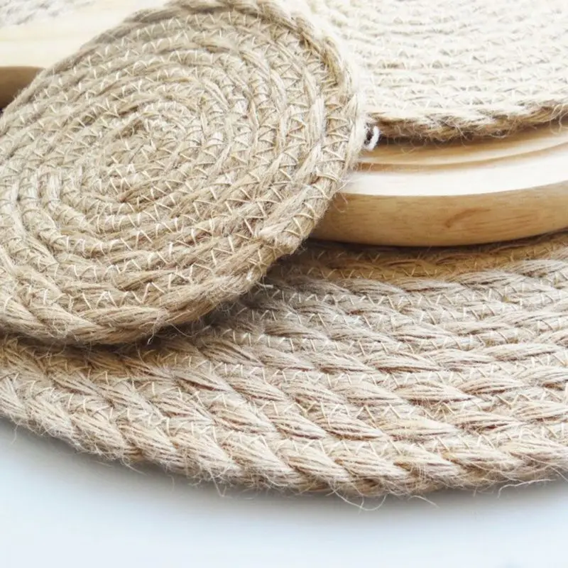 

Table Anti-scalding Insulation Pad Durable Table Mat Straw Linen Straw Round Thick Coaster Pad Mat Placemat
