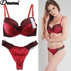 Комплект женского нижнего белья DaiNaFang, кружевной бюстгальтер и трусы с принтом, хлопок, полиэстер