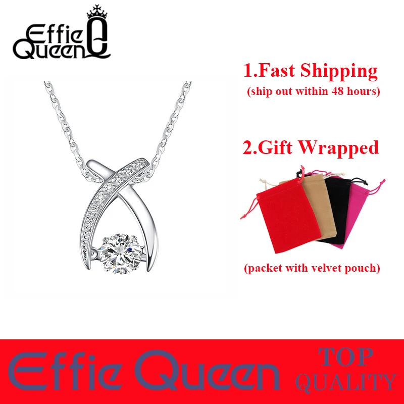 Effie Queen реальные 925 пробы серебро Цепочки и ожерелья мерцающий CZ Ювелирные изделия