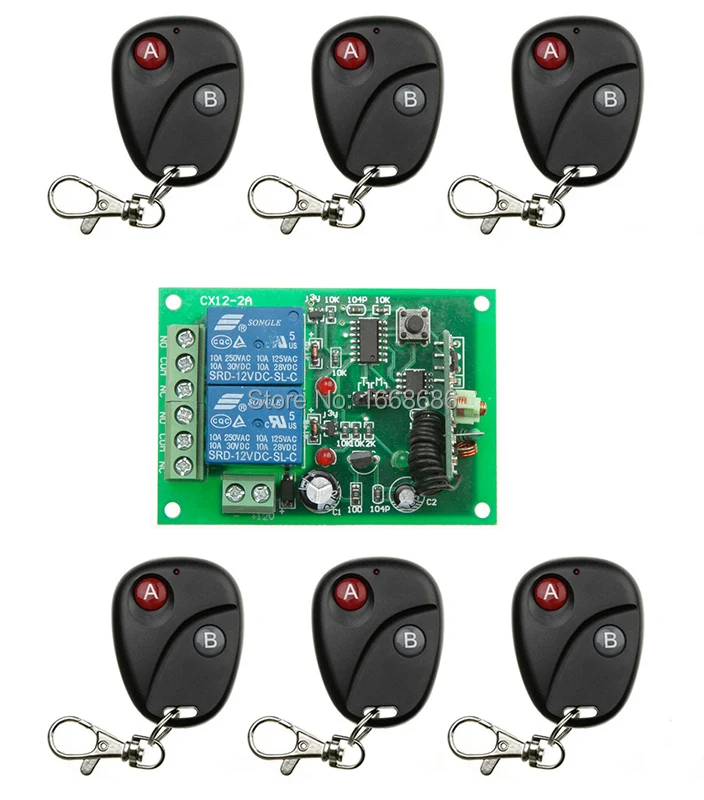 2016 Новый DC12V 2channe RF Беспроводная лампа 6 X передатчик + 1 приемник 315/433 МГц|receiver