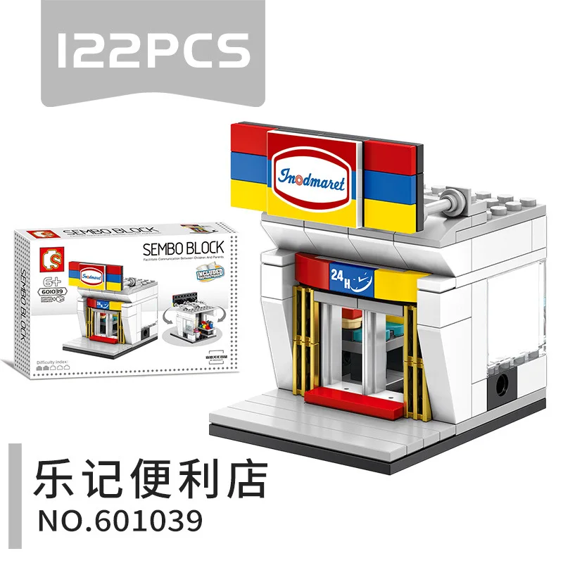 601039 no box Блоки sembo Mini Street Shop Строительные кирпичи милый микро магазин модель супер рынок Развивающие детские игрушки забавные подарки для детей - Цвет: 601039 no box