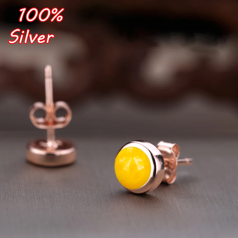 Серьги из серебра 100% пробы с покрытием розового золота 4 мм 10 мм|silver plated|silver