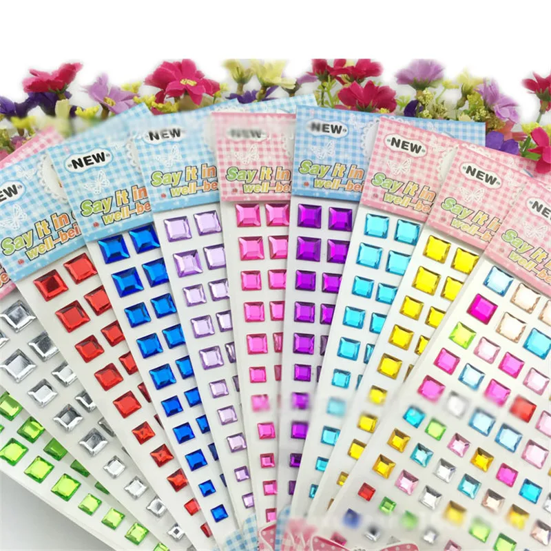 Мультфильм Квадратных Мотив Стразы Стикер Детские Игрушки Flatback Бусы Наклейка