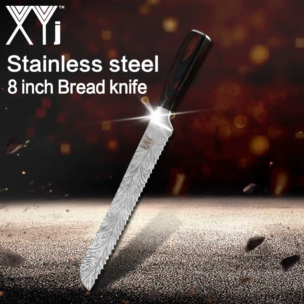 8 inch Bread Knife XYj, кухонный нож, профессиональные японские поварские ножи 7CR17 440C, высокоуглеродистая Нержавеющая сталь, нож для мяса, нож сантоку - Цвет: 8 inch Bread Knife