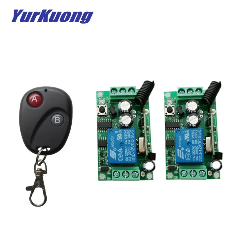 12В 1CH RF беспроводной переключатель системы дистанционного управления без защелки/самозащелкивающийся беспроводной переключатель 1 контроллер + 2 переключателя 12V1CH 10A