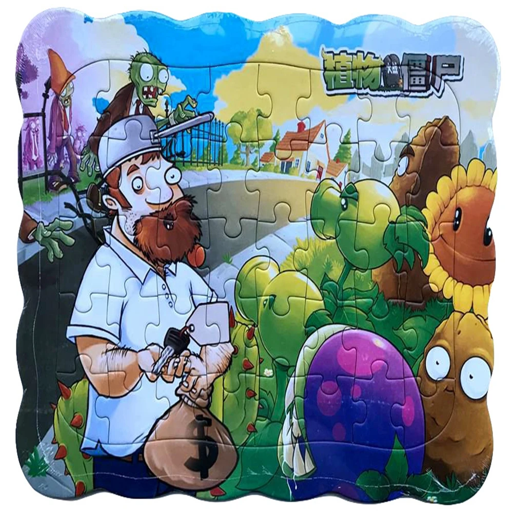 40 шт./компл. мультфильм Пазлы с изображением героев «Plants vs Zombies Растения против Зомби фигурки Горох Семена подсолнуха большая Размеры 28,5 см Бумага головоломка детская игрушка в подарок