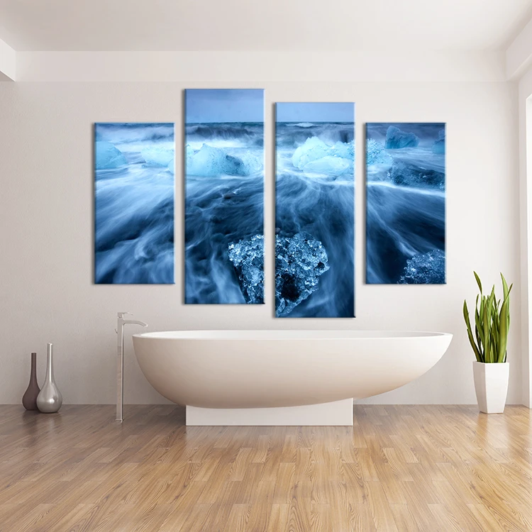 Hot Sells 4 Panels photograph of ice Print on Canvas Wall Art Picture Home Decoration for Living Room modern painting | Дом и сад
