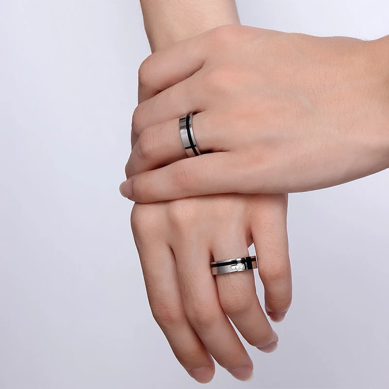 Серебряный Цвет Альянс Обручение Wedding Band Пару Кольца для Для женщин и мужчин Bague