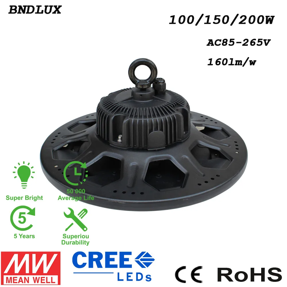 LED high bay UFO light 150 Вт черная круглая лампа желтый свет белый Склад Супермаркет школа