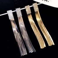 new fashion personality metal chain tassel long earrings rhinestone jewelry wholesale gifts bijoux all match