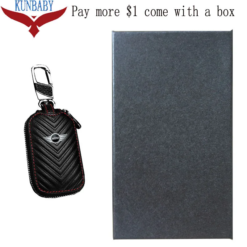 Black with box KUNBABY Новое поступление, сумка из натуральной кожи, чехол для ключей, кошельки, Модные Женские ключницы, держатели Carteira для Mini Cooper - Название цвета: Black with box