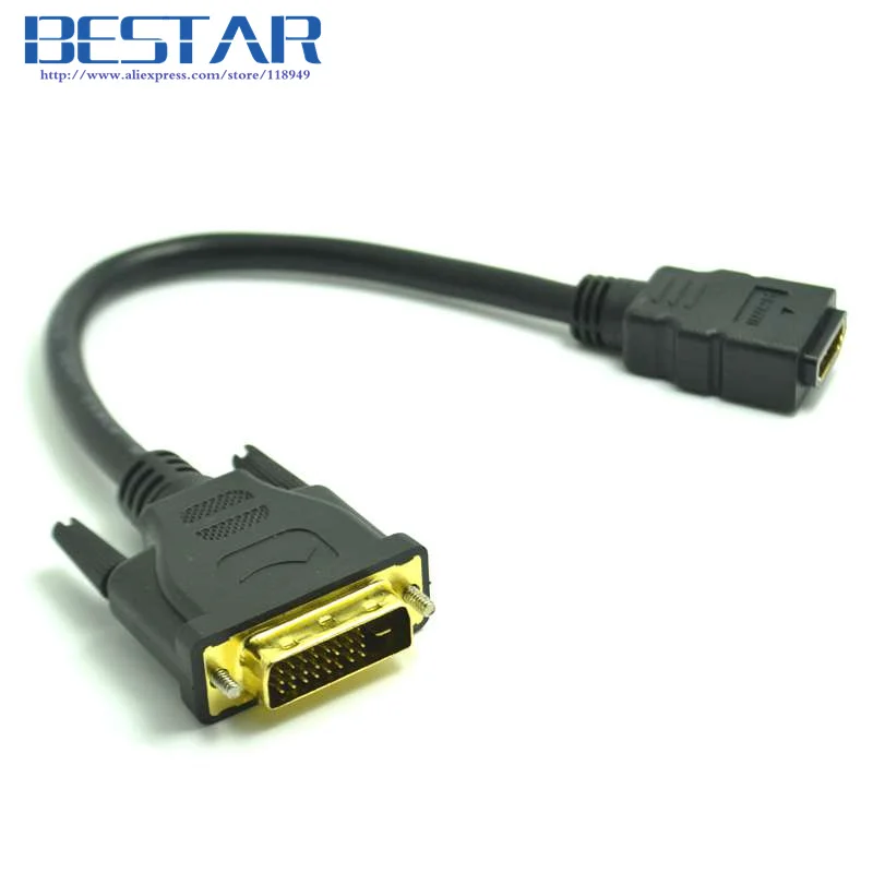 DVI 24 + 1 папа к HDMI Женский адаптер конвертер кабель 20 см для LCD HDTV XBOX проектор ТВ