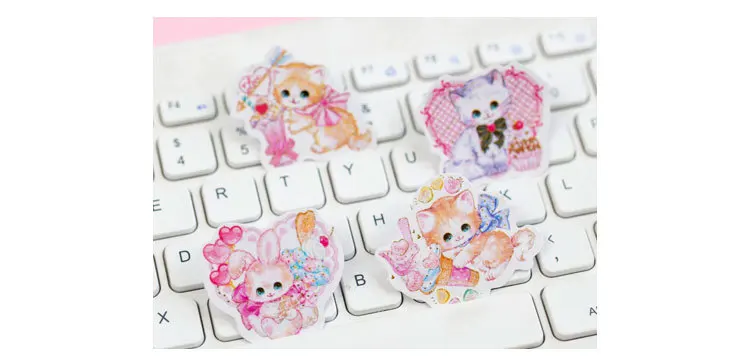 32 шт. Kawaii наклейки для кошек милые бронзовые канцелярские наклейки Новинка клейкие наклейки для девочек Скрапбукинг дневник Альбомы для фото