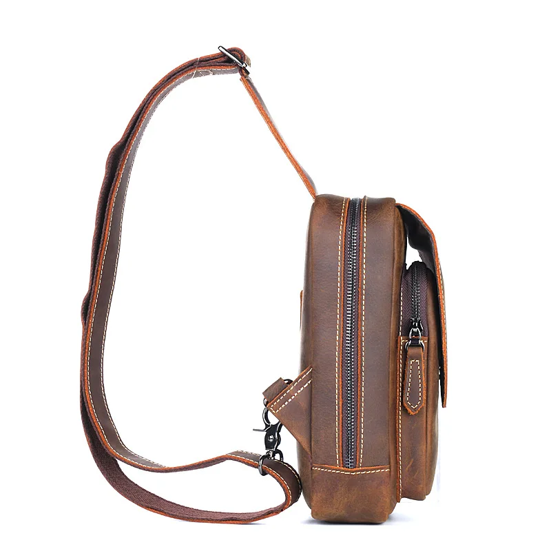 Ручная работа Ретро Crazy Horse Сумка из натуральной кожи для мужчин и женщин сумки на плече на груди сумки через плечо поддержка Прямая