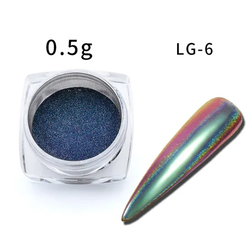 0.5g Grass Green Mtssii зеркало-Хамелеон блеск для ногтей порошок 0,5 г павлин хромированный пигмент для маникюра украшения ногтей черный базовый цвет - Цвет: 0.5g Grass Green